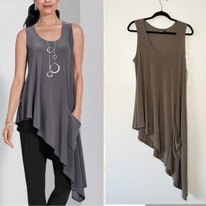 Sympli Asymmetrical Tunic Sleeveless Drifter Top in Cargo Blouse Size 8 Chic NWT